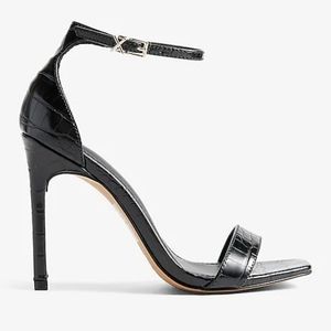 EXPRESS Croc-Embossed Square Toe High Heeled Sandals